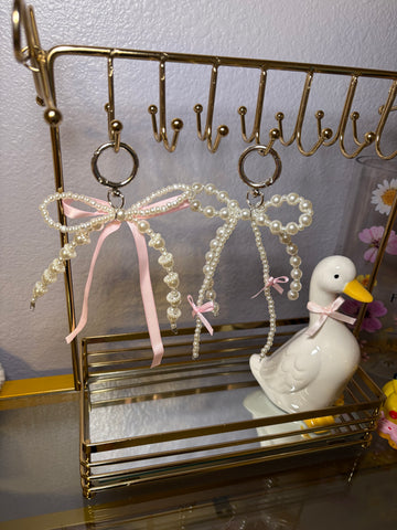 Pearl Pink Bows Keychain