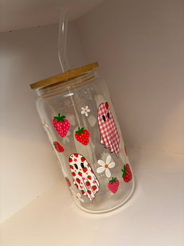Strawberry Ghost Glass Cup
